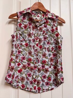 Talbots Floral Sleeveless Blouse. Petite S